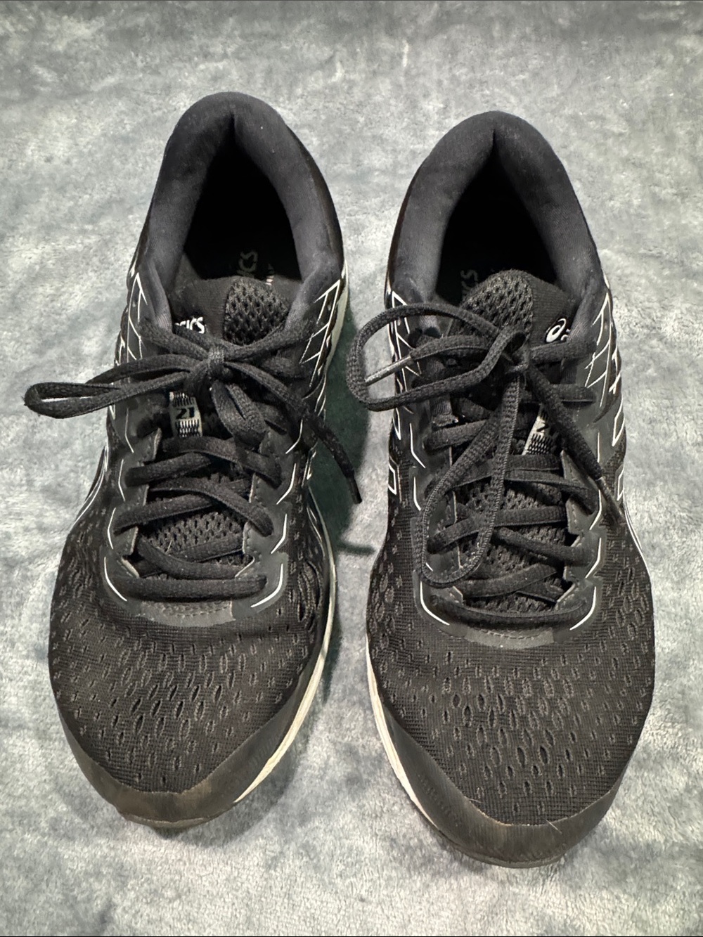 Asics Men’s Black Athletic Running Shoes with White Accents
